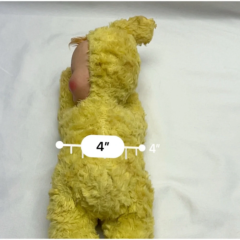 Vintage My Musical Toy? Rubber Baby Face Yellow Plush Spring Bunny Wind Up Toy